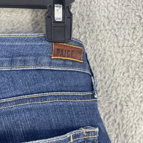 Paige Verdugo Ankle Jeans Womens 32 Blue Distressed Stretch Skinny Denim Pants - Picture 10 of 13